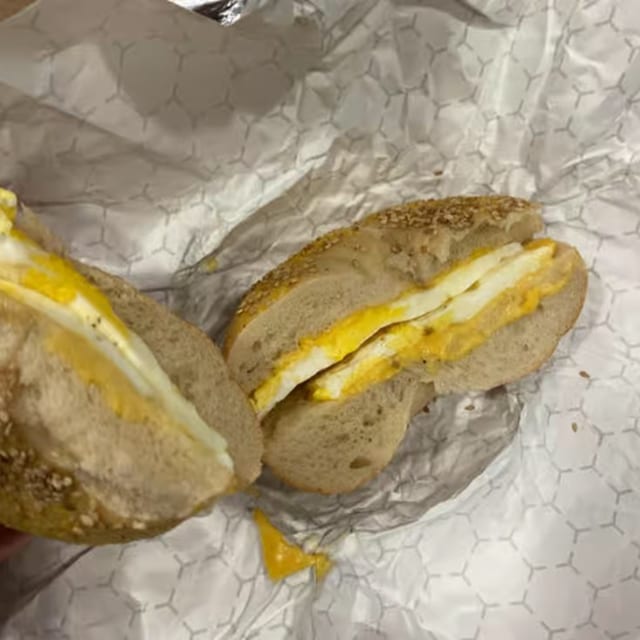 Egg & Cheese on a bagel.