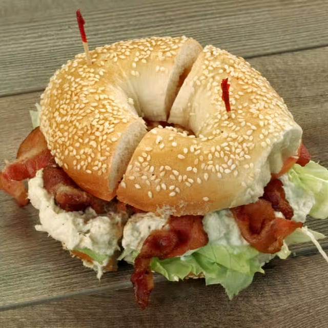 The bagel club sandwich.